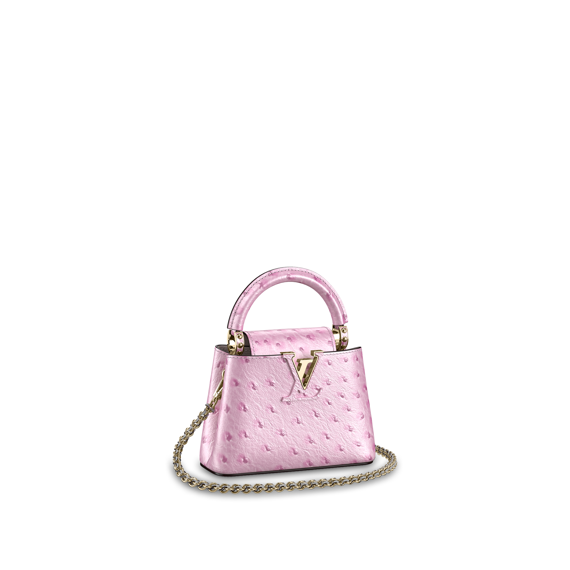 Capucines Nano Ostrich Leather Women Handbags LOUIS VUITTON